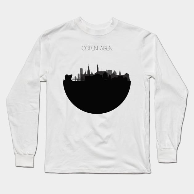 Copenhagen Skyline Long Sleeve T-Shirt by inspirowl